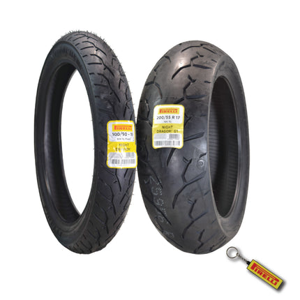 Pirelli Night Dragon 100/90-19 Front & 200/55R17 Rear Cruiser Motorcycle Tire - Superior Traction & Handling for High-Performance Cruisers w/Keychain (100/90-19 & 200/55R17)