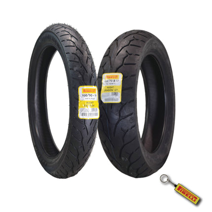 Pirelli Night Dragon 100/90-19 Front & 160/70B17 Rear Cruiser Motorcycle Tire - Superior Traction & Handling for High-Performance Cruisers w/Keychain (100/90-19 & 160/70B17)