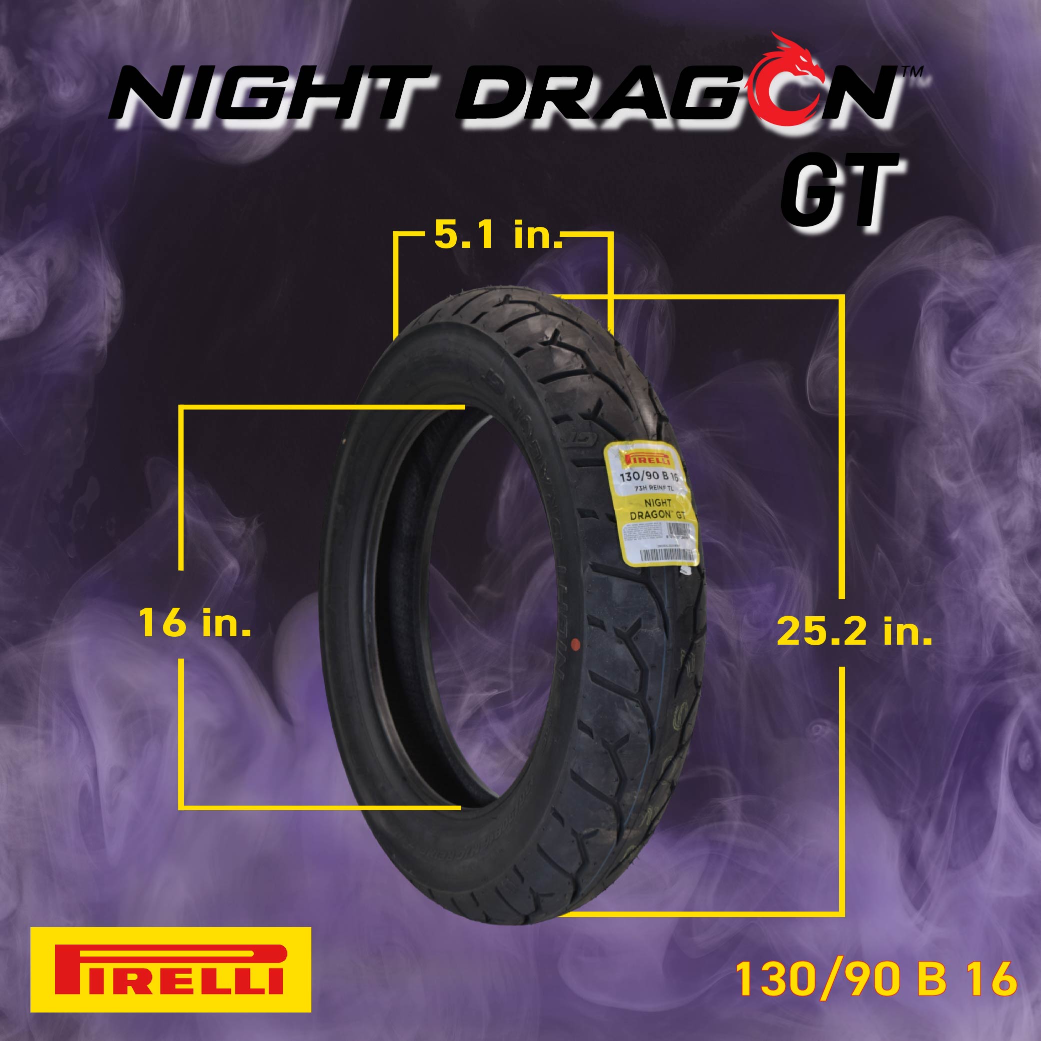 Pirelli Night Dragon 100/90-19 130/90B16 Front Rear Motorcycle Tires Set w/Keychain