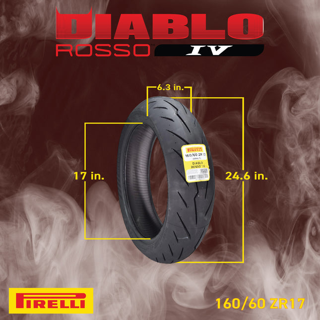 Pirelli Diablo Rosso IV Street Sport 160/60ZR17 Rear Motorcycle Tire 160/60-17 w/Keychain