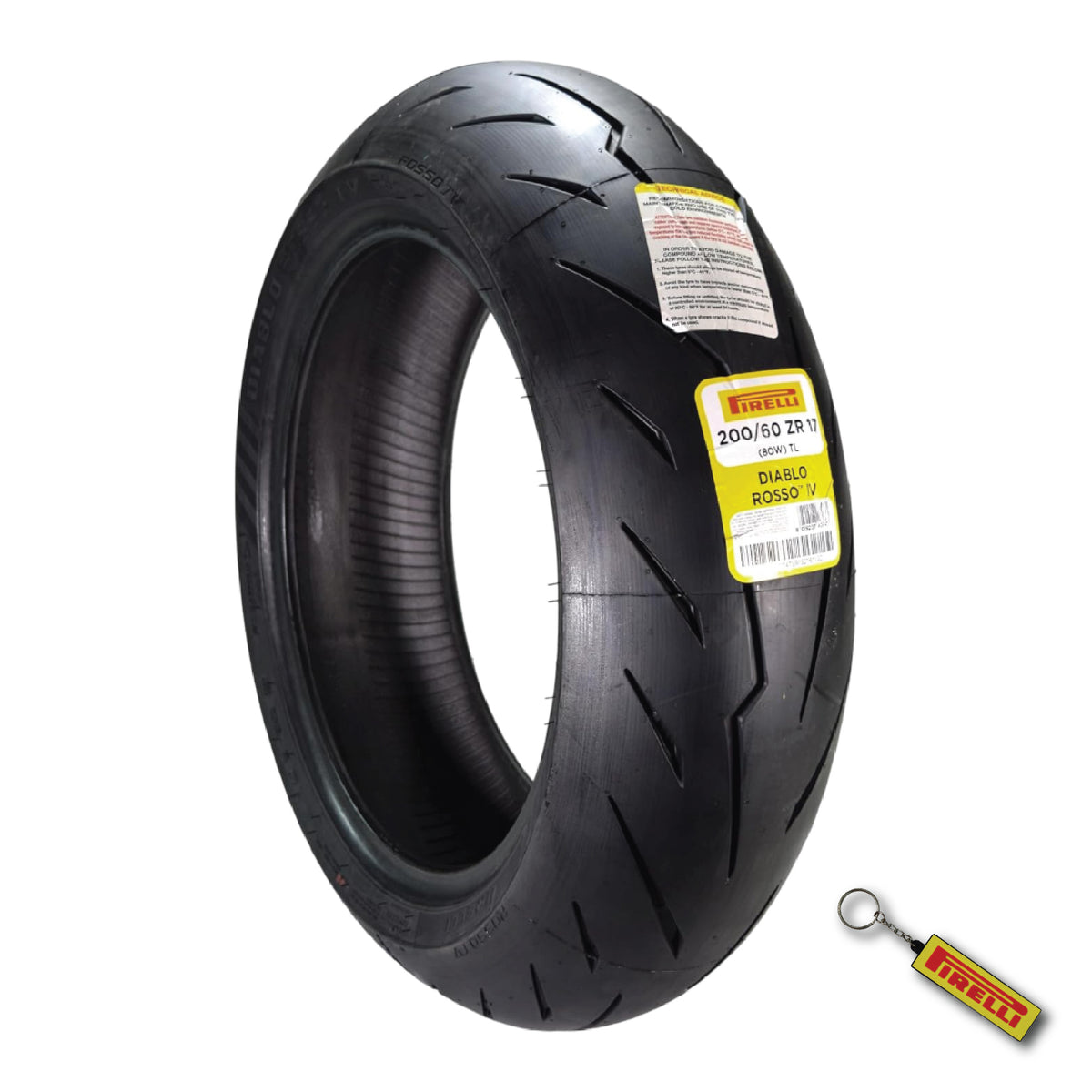 Pirelli Diablo Rosso IV 200/60-17 80W Rear Motorcycle Tire - High Performance, Durable, & Reliable Tire for Super Sport Bikes w/ Keychain
