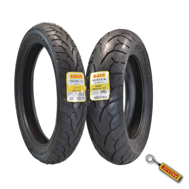 Pirelli Night Dragon 110/90-19 M/C 62H TL Cruiser Motorcycle Front Tire - Superior Traction & Handling for High-Performance Cruisers w/Keychain (110/90-19 &180/65B16)