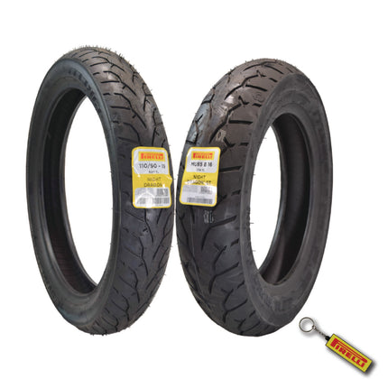 Pirelli Night Dragon 110/90-19 M/C 62H TL Cruiser Motorcycle Front Tire - Superior Traction & Handling for High-Performance Cruisers w/Keychain (110/90-19 & MU85B16)