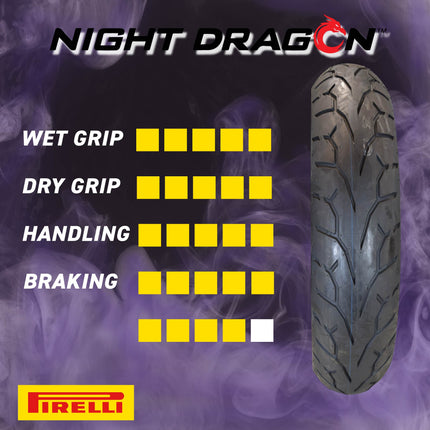 Pirelli Night Dragon 110/90-19 M/C 62H TL Cruiser Motorcycle Front Tire -Superior Traction and Handling for High-Performance Cruisers with Keychain