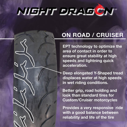 Pirelli Night Dragon 110/90-19 M/C 62H TL Cruiser Motorcycle Front Tire -Superior Traction and Handling for High-Performance Cruisers with Keychain
