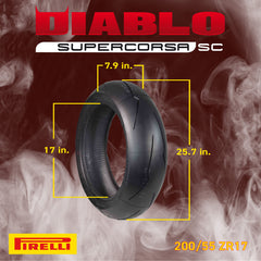 Pirelli Tire 200/55ZR17 SUPER CORSA V2 Radial Motorcycle Rear Tire 200/55-17