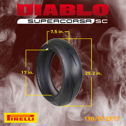PIRELLI TIRES Front 120/70ZR17 Rear 190/55ZR17 SUPER CORSA V2 Motorcycle Tires
