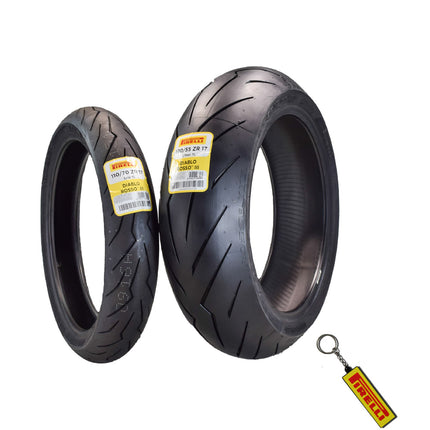 Pirelli Diablo Rosso III 110/70ZR17 Front & 190/55ZR17 Rear Tires with Keychain