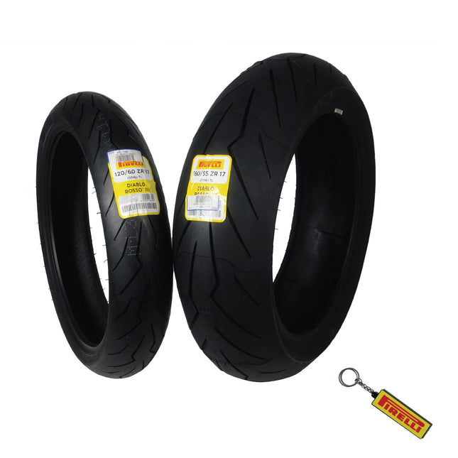 Pirelli Diablo Rosso III 120/60ZR17 190/55ZR17 Front & Rear Motorcycle Tire Set