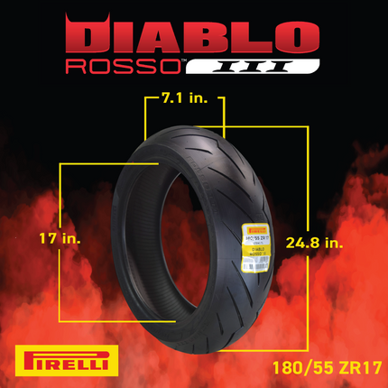 Pirelli Diablo Rosso III 180/55 ZR17 Rear Motorcycle Tire with Keychain