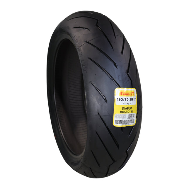 Pirelli Diablo Rosso III 190/50ZR17 73W Rear Motorcycle Tire - High Performance, Durable, & Reliable Tire for Sport/Street Bikes with Keychain