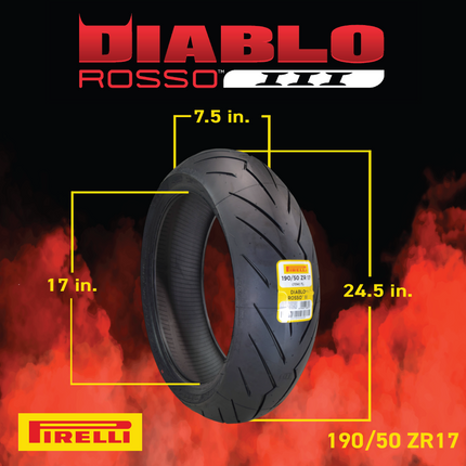Pirelli Diablo Rosso III 190/50 ZR17 Rear Motorcycle Tire with Keychain