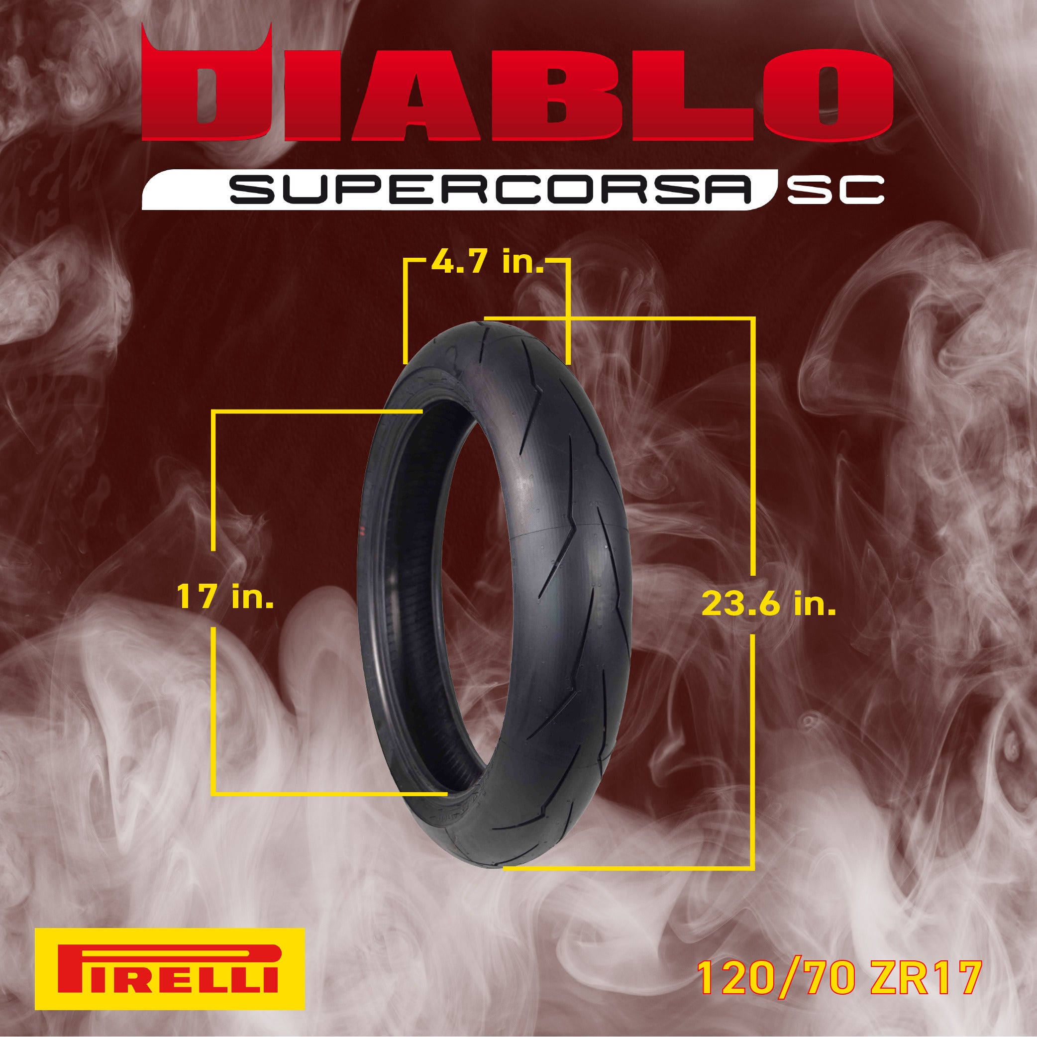Pirelli 871-1180 Single SUPER CORSA V3 120/70ZR17 Front Motorcycle Tire