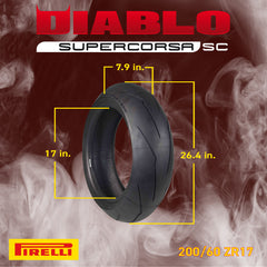 Pirelli 871-1189 Single SUPER CORSA V3 200/60ZR17 Rear Motorcycle Tire