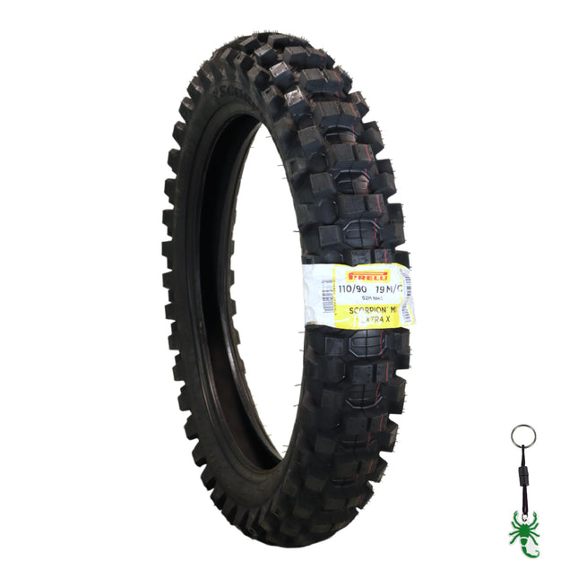 Pirelli Scorpion MX Extra X 110/90-19 62M Tube Type Rear Motorcycle Tire: Engineered for Motocross and Off-Road Training and Amateur Racing Performance with Keychain