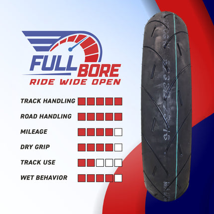 Full Bore M1 120/60ZR17 Front Motorcycle Tire, High-Performance Radial, Superior Grip & Handling for Street Bikes, 120/60-17, USA Family Owned