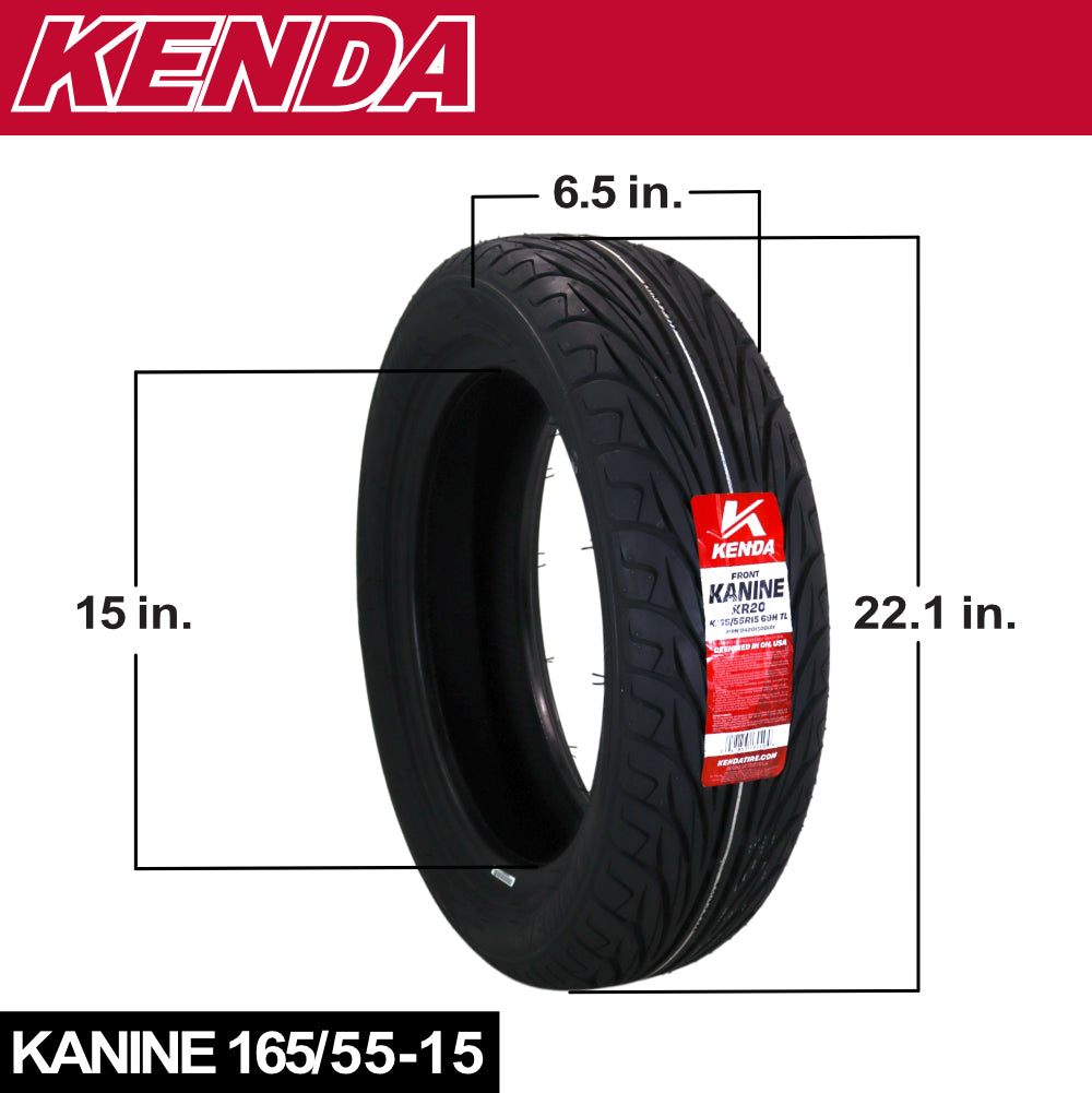 Kenda Kanine KR20 Front Tire 165/55R-15 for Three-Wheeled Motorcycles, smooth handling, low noise, and excellent traction,   (165-55R 15) with Kenda Keychain