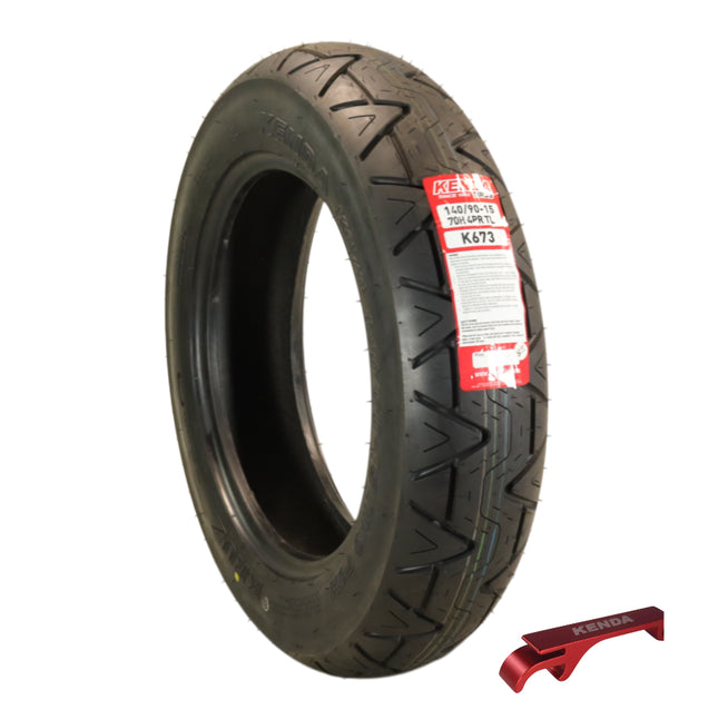 Kenda Kruz K673 140/90-15 70H, Rear Motorcycle Street Tire-Bias/Belted, H-Rated for Speeds Up to 130 MPH, All-Weather Cruiser, High Load Capacity & Long-Lasting Tread,(140-90-15 70H) w/Kenda Keychain