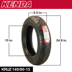 Kenda Kruz K673 140/90-15 70H, Rear Motorcycle Street Tire-Bias/Belted, H-Rated for Speeds Up to 130 MPH, All-Weather Cruiser, High Load Capacity & Long-Lasting Tread,(140-90-15 70H) w/Kenda Keychain