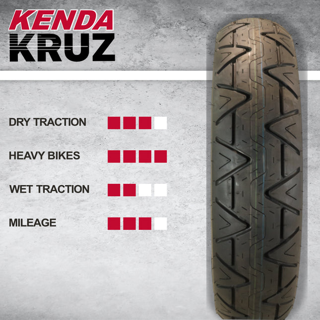 Kenda Kruz  K673  120/90-17 (64H) Front Motorcycle Tire  - Bias Ply, Tubeless, DOT Approved, High-Mileage Cruiser Tire with Excellent Wet Grip and Stability, (120-90-17 64H)  Includes Kenda Keychain