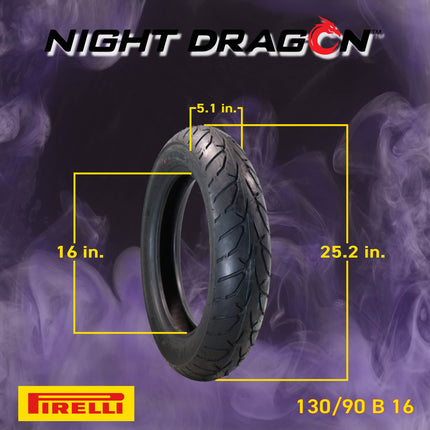 Pirelli Night Dragon 130/90B16 M/C 67H Front & 140/80B17 M/C 69H Rear Motorcycle Cruiser Tire Set - Superior Traction and Handling for High-Performance Cruisers with Keychain