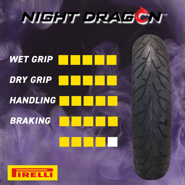 Pirelli Night Dragon 2211500 130/90B16 M/CTL 67H Front Motorcycle Cruiser Tire Set - Superior Traction and Handling for High-Performance Cruisers