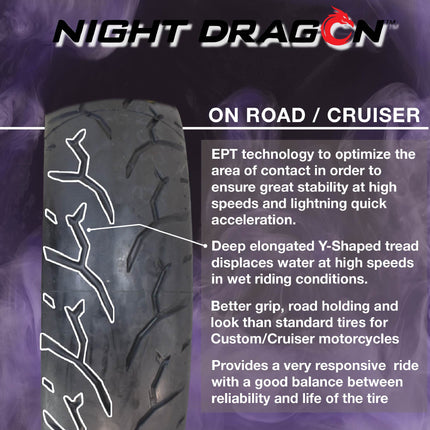 Pirelli Night Dragon 2211500 130/90B16 M/CTL 67H Front Motorcycle Cruiser Tire Set - Superior Traction and Handling for High-Performance Cruisers