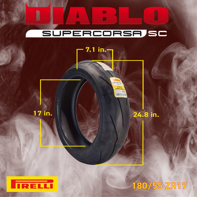 Pirelli Diablo SUPERCORSA V3 180/55ZR17 (73 W) Rear Motorcycle Street Racing Tire - High Performance, Durable, & Reliable Tire for Street Racing Bikes w/ Keychain