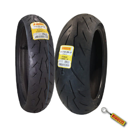 Pirelli Diablo Rosso IV  110/70-17 54H Front & 190/50ZR17 Rear Motorcycle Tire - High Performance, Durable, & Reliable Tire for Super Sport Bikes w/ Keychain