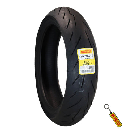 Pirelli Diablo Rosso IV 150/60-17 55W Rear Motorcycle Tire - High Performance, Durable, & Reliable Tire for Super Sport Bikes w/ Keychain