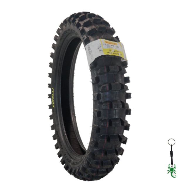 Pirelli Scorpion MX32 Mid Soft 2.0 - 120/80-19 63M Motocross Rear Tire  - Bias Tube Type Blackwall - Off-Road Motorcycle Tire for Medium-Soft Terrain with Pirelli Keychain (120-80-19)