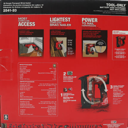 Milwaukee 2541-20 M12 FUEL 12-Volt Lithium-Ion Brushless Cordless 18-Gauge 1-1/2