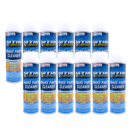 Nitro Lubricants Brake Cleaner – Fast-Drying, Non-Chlorinated Formula Removes Grease, Oil, Tar, and Brake Fluid – Residue-Free Performance – 12oz – Made in USA (12-Pack)