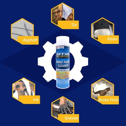 Nitro Lubricants Brake Cleaner – Fast-Drying, Non-Chlorinated Formula Removes Grease, Oil, Tar, and Brake Fluid – Residue-Free Performance – 12oz – Made in USA (12-Pack)