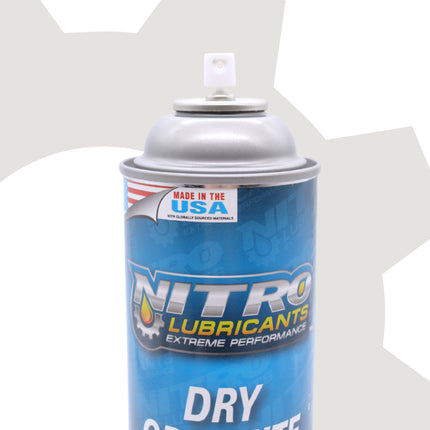 Nitro Lubricants Dry Graphite Spray – 12.75oz Fast-Drying Lubricant for Metal & Plastic; Resists Water, Oil, and Chemicals; Performs Under Heat & Pressure in Dry Applications- Made in USA (12-Pack)