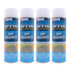 Nitro Lubricants Dry Graphite Spray – 12.75oz Fast-Drying Lubricant for Metal & Plastic; Resists Water, Oil, and Chemicals; Performs Under Heat & Pressure in Dry Applications- Made in USA (4-Pack)