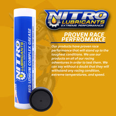 Nitro Lubricants Red Lithium Complex Grease – 14oz Tube for Automotive, Racing, Marine & Off-Road Use – Heavy-Duty, Extreme-Pressure, Multi-Purpose Grease( NLGI #2)