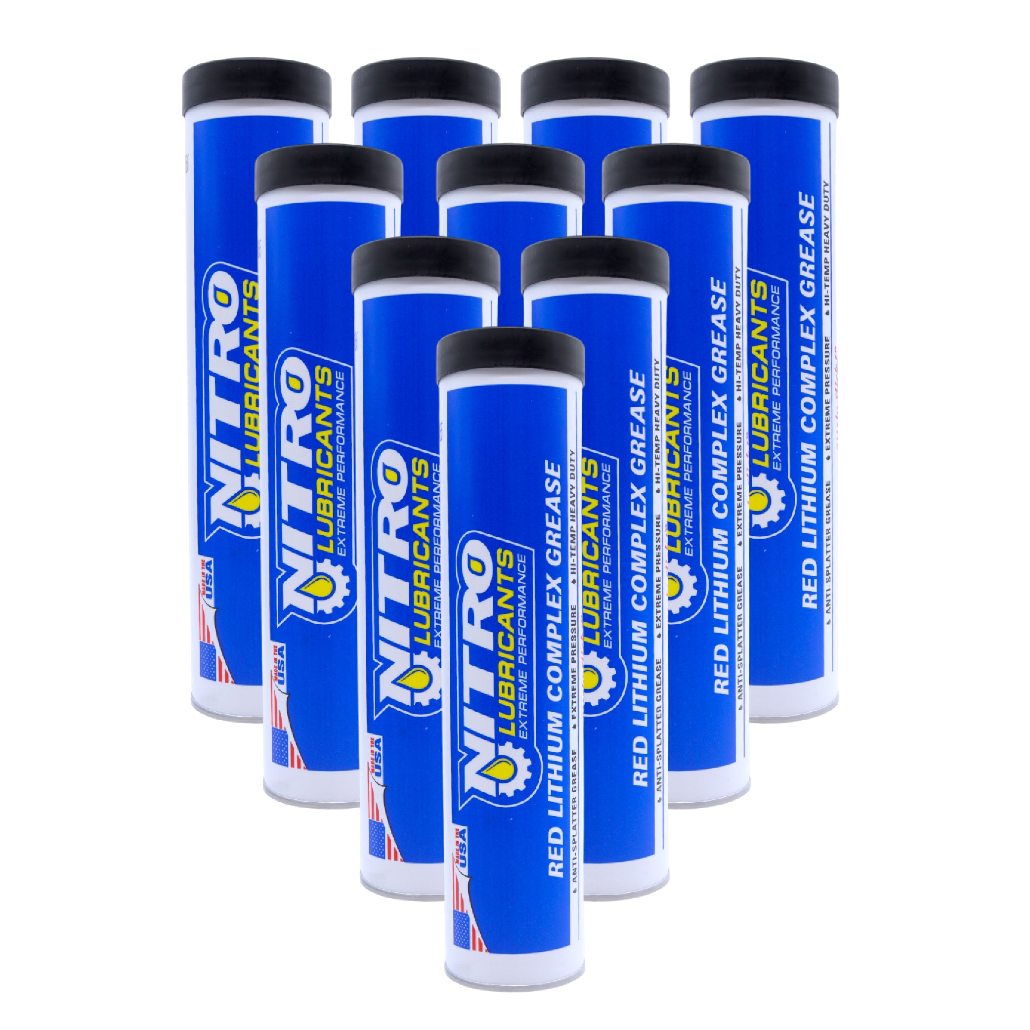 Nitro Lubricants Red Lithium Complex Grease – 14oz Tube for Automotive, Racing, Marine & Off-Road Use – Heavy-Duty, Extreme-Pressure, Multi-Purpose Grease, NLGI #2 (10-Pack)