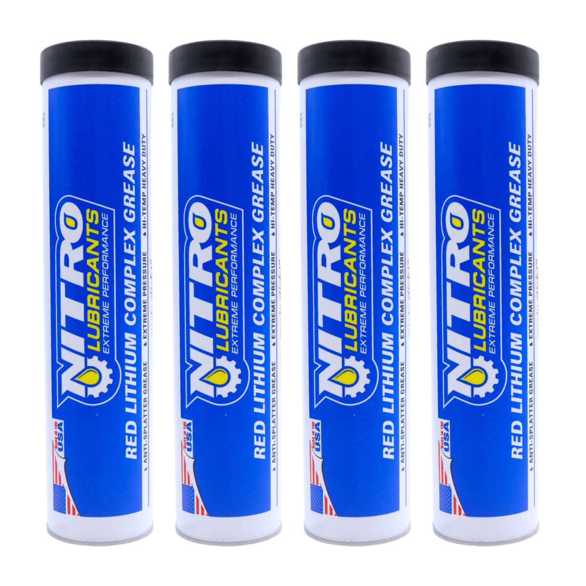 Nitro Lubricants Red Lithium Complex Grease – 14oz Tube for Automotive, Racing, Marine & Off-Road Use – Heavy-Duty, Extreme-Pressure, Multi-Purpose Grease, NLGI #2 (4-Pack)