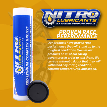 Nitro Lubricants Red Lithium Complex Grease – 14oz Tube for Automotive, Racing, Marine & Off-Road Use – Heavy-Duty, Extreme-Pressure, Multi-Purpose Grease, NLGI #2 (5-Pack)