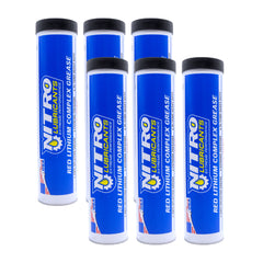 Nitro Lubricants Red Lithium Complex Grease – 14oz Tube for Automotive, Racing, Marine & Off-Road Use – Heavy-Duty, Extreme-Pressure, Multi-Purpose Grease, NLGI #2 (6-Pack)