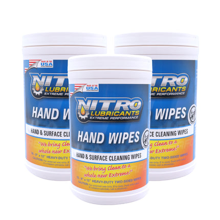 Nitro Lubricants Hand & Surface Cleaning Wipes – Heavy Duty, Two-Sided, Waterless Towels Remove Grease, Oil, Tar, Brake Dust, Inks, Grime & Nonporous Surfaces – 70 Count – Made in USA (3-Pack)