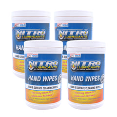 Nitro Lubricants Hand & Surface Cleaning Wipes – Heavy Duty, Two-Sided, Waterless Towels Remove Grease, Oil, Tar, Brake Dust, Inks, Grime & Nonporous Surfaces – 70 Count – Made in USA (4-Pack)