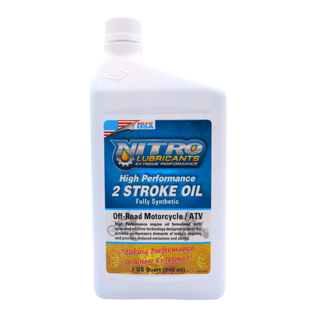 Nitro Lubricants 2 Stroke Engine Oil – Semi-Synthetic, High Performance Formula for Motorcycles and ATVs – Racing and Off-Road Use – Advanced Additive Technology – 1 Quart – Made in USA