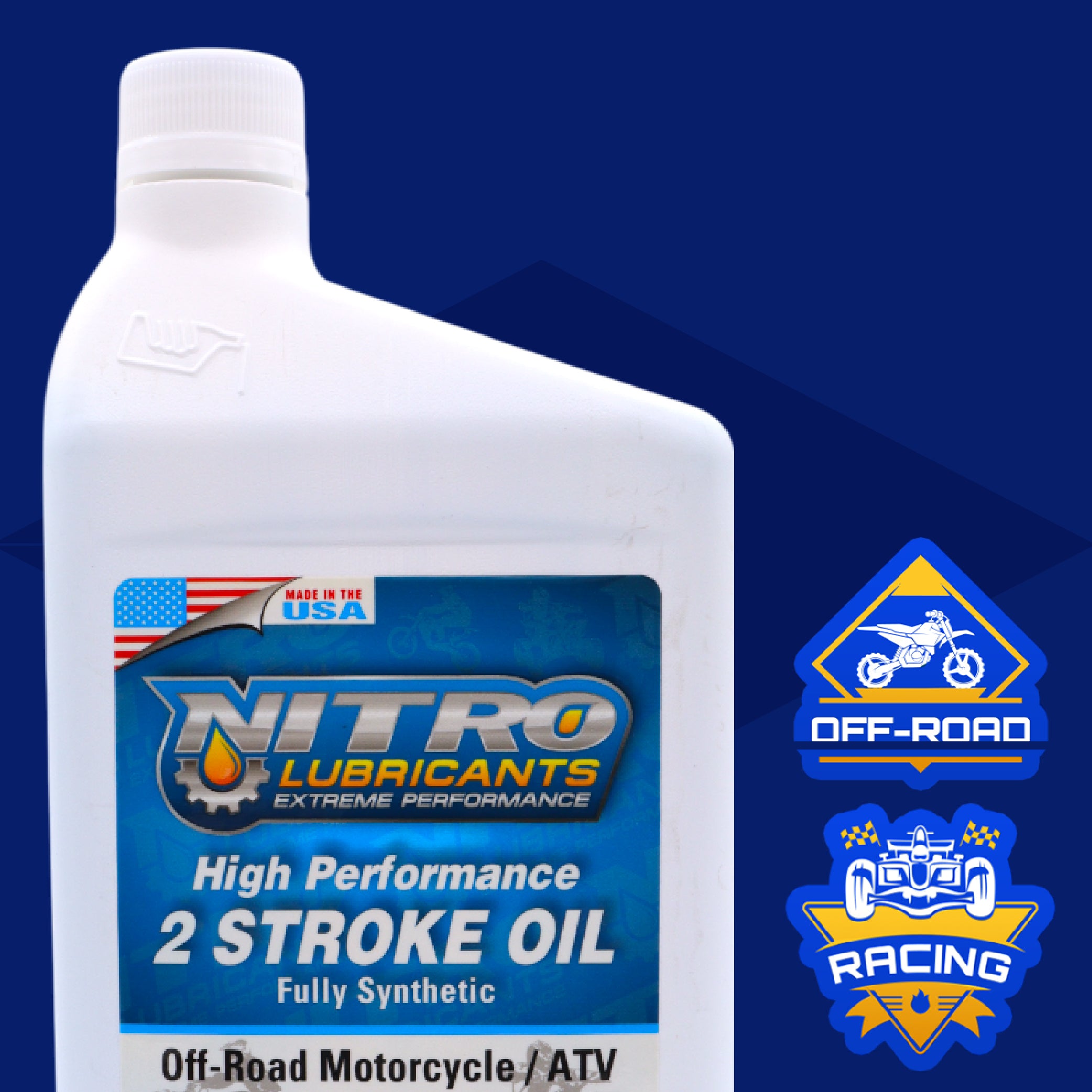 Nitro Lubricants 2 Stroke Engine Oil – Semi-Synthetic, High Performance Formula for Motorcycles and ATVs – Racing and Off-Road Use – Advanced Additive Technology – 1 Quart – Made in USA (12-Pack)