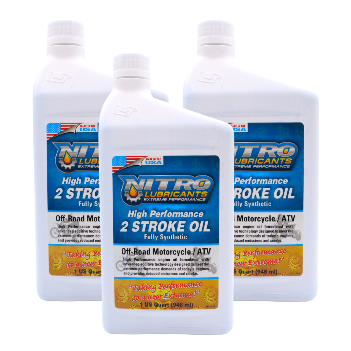 Nitro Lubricants 2 Stroke Engine Oil – Semi-Synthetic, High Performance Formula for Motorcycles and ATVs – Racing and Off-Road Use – Advanced Additive Technology – 1 Quart – Made in USA (3-Pack)