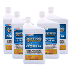 Nitro Lubricants 2 Stroke Engine Oil – Semi-Synthetic, High Performance Formula for Motorcycles and ATVs – Racing and Off-Road Use – Advanced Additive Technology – 1 Quart – Made in USA (5-Pack)