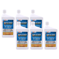 Nitro Lubricants 10W-40 4 Stroke Engine Oil – Semi-Synthetic, High Performance Formula for Motorcycles, ATVs & UTVs – Racing & Off-Road – Advanced Additive Technology – 1 Quart – Made in USA (6-Pack)