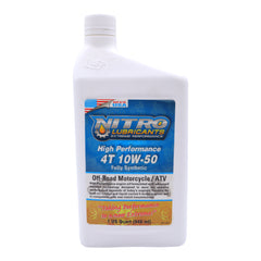 Nitro Lubricants 10W-50 4 Stroke Engine Oil – Semi-Synthetic, High Performance Formula for Motorcycles, ATVs & UTVs – Racing & Off-Road – Advanced Additive Technology – 1 Quart – Made in USA