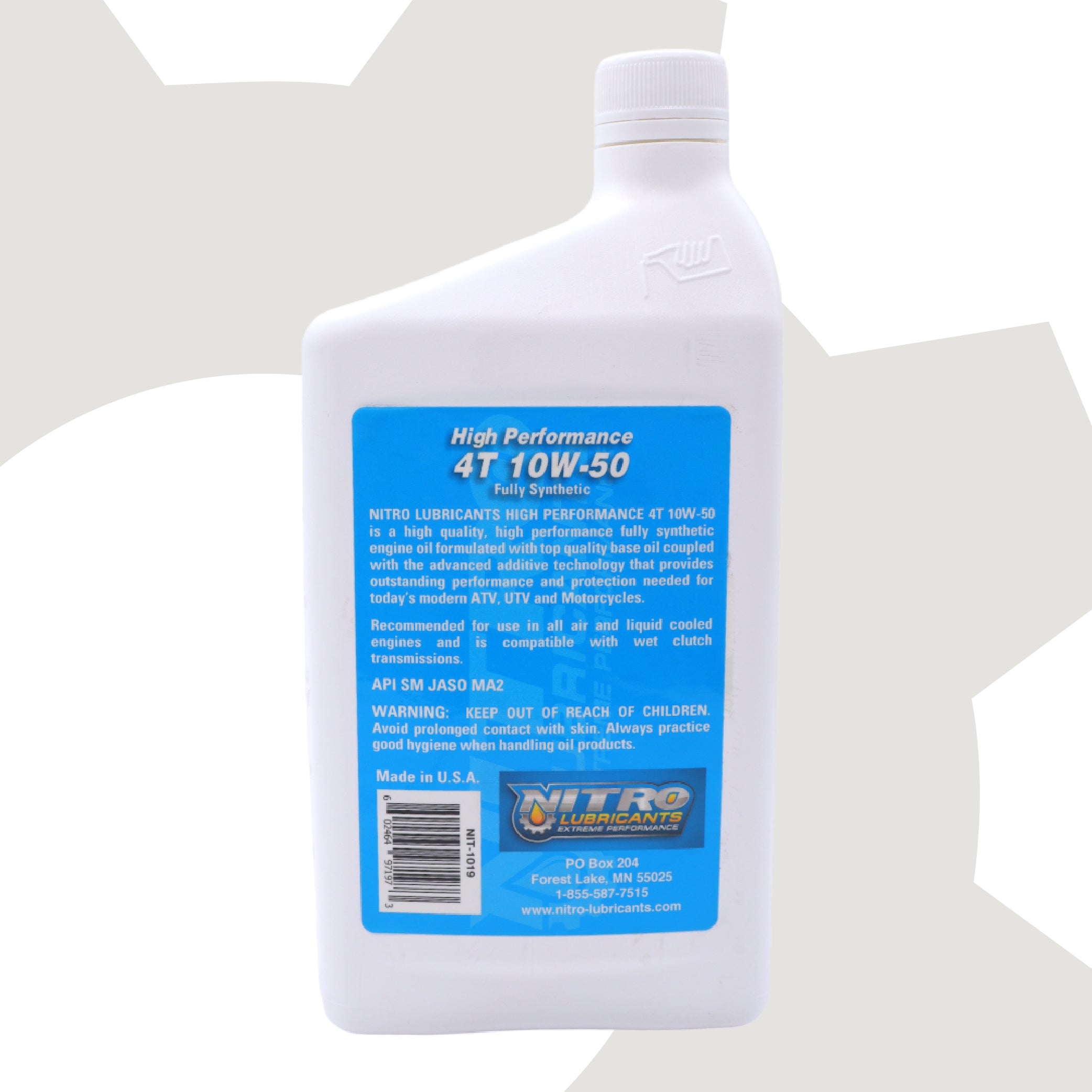 Nitro Lubricants 10W-50 4 Stroke Engine Oil – Semi-Synthetic, High Performance Formula for Motorcycles, ATVs & UTVs – Racing & Off-Road – Advanced Additive Technology – 1 Quart – Made in USA (12-Pack)